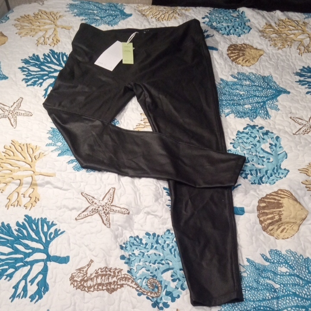 Black Faux Leather Leggings - (Brand Unspecified)